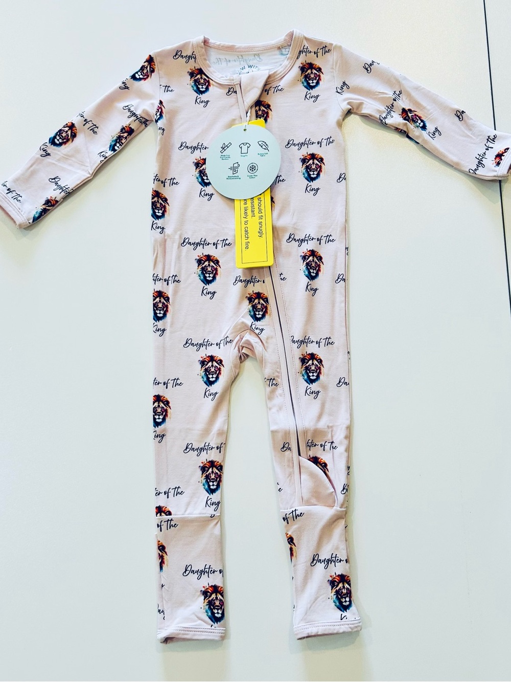 Baby Girls Pink Bamboo 'Daughter of the King' Lion Print Convertible Zippy